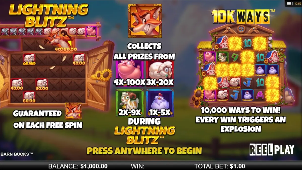 Tampilan visual slot Big Barn Bucks dengan tema peternakan yang ceria